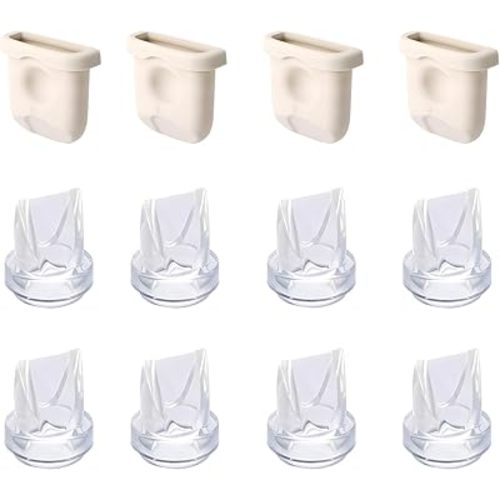 12pcs Breast Pump Parts for eufy, Includes 4pcs Silicone Diaphragms & 8pcs Duckbill Valves Wearable Breast Pump Replacement Accessories Compatible with eufy S1 Pro/S1/E10/E20