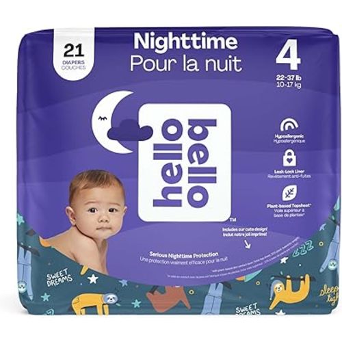 Hello Bello Premium Overnight Baby Diapers Size 4, 21 Count, Unisex, Ultra Absorbent and Soft Disposable Diapers for Babies and Toddlers