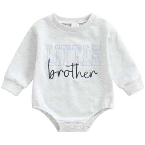 Little Brother and Little Sister Matching Outfits Fall Romper Letter Embroidery Long Sleeve Bodysuit Cute Clothes