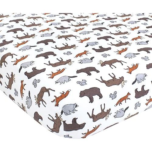 Hudson Baby Unisex Baby Cotton Fitted Crib Sheet, Animal Adventure, One Size