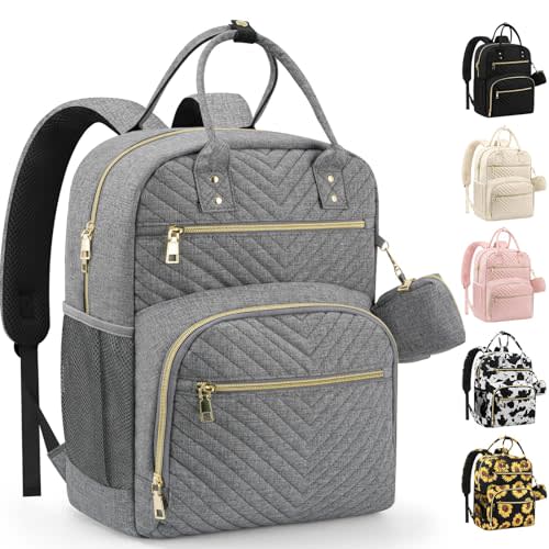 Pritent Diaper Bag Backpack,Baby Essentials Diapers Bag with Pacifier Case,Multipurpose Stylish Large Capacity Travel Backpack for Baby Girl/Boy(M-Gray)