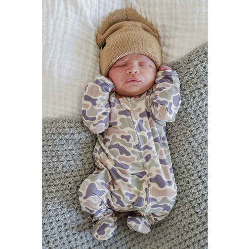 Zipper Footie in Camo Cutie | Caden Lane