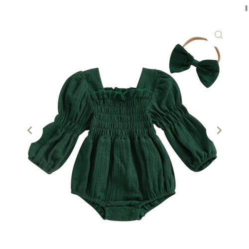 Lantern Sleeve Muslin Romper