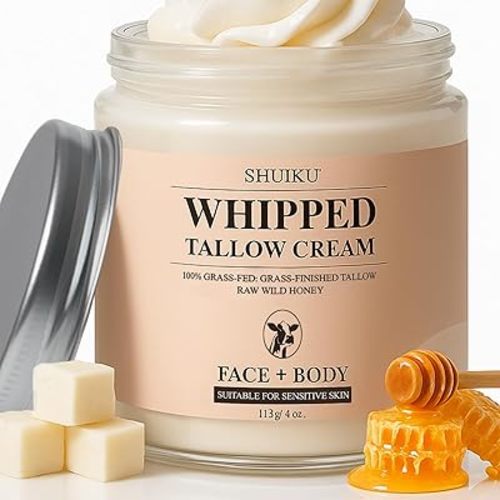Beef Tallow for Skin with Honey Balm – All-Natural Moisturizer Hydrates and Nourishes the Skin, Whipped Grass-fed Beef Tallow Honey Balm blend - Ultra-Nourishing Moisturizer for Face, Body & Hands.