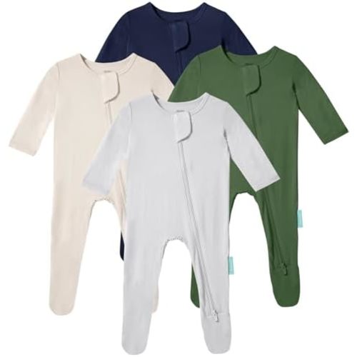 PurComfy Baby Zipper Footie Pajamas, Supersoft Bamboo Rayon Baby Footed Pjs Boy Girl 0-3-6-9-18-24 Month Coverall Sleepers