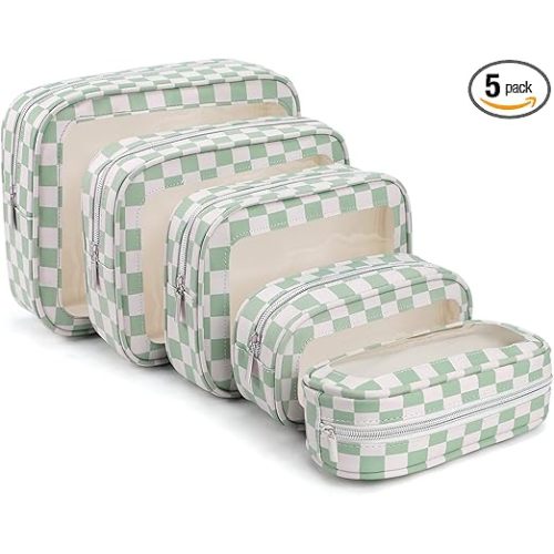 5PCS Diaper Bag Organizer Pouch Set,TSA Approved Toiletry Bag, Waterproof TPU Makeup Bag Set, Travel Organizer Bags for Women and Kids，Mothers Day Gifts