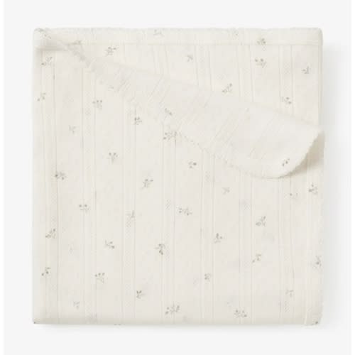 White Floral Organic Cotton Pointelle Baby Blanket