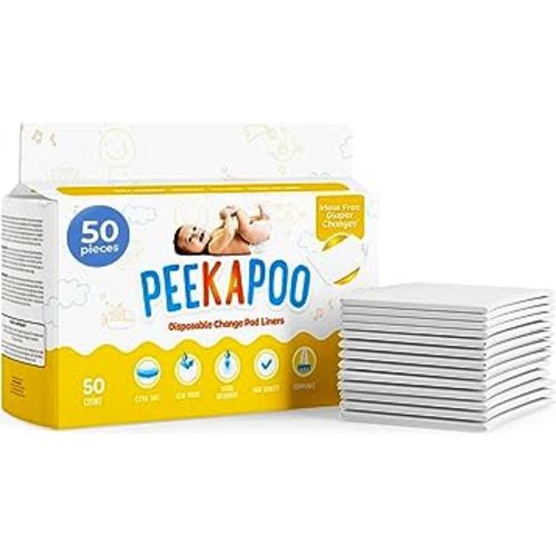 Amazon.com : Peekapoo - Disposable Changing Pad Liners (50 Pack) Super Soft, Ultra Absorbent & Waterproof - Covers Any Surface for Mess Free Baby Diaper Changes : Baby