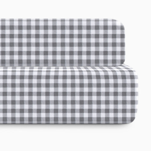Organic Jersey Cotton Crib Sheet and Changing Pad Cover Set - Grey Gingham
