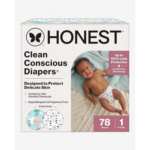 The Honest Company Daytime Diapers, Pattern Play, Size 1, 78 Count