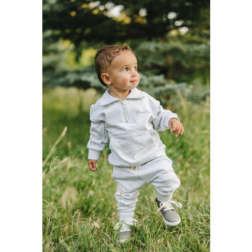 good vibes quarter zip french terry set