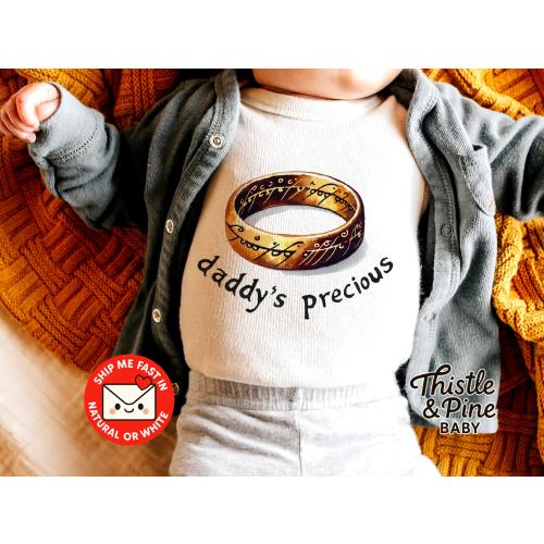 Daddy’s Precious Baby Onesie® – Halfling Hobbit Bodysuit, Cute Fantasy Baby Gift, Fantasy Newborn Nerdy Baby Clothes