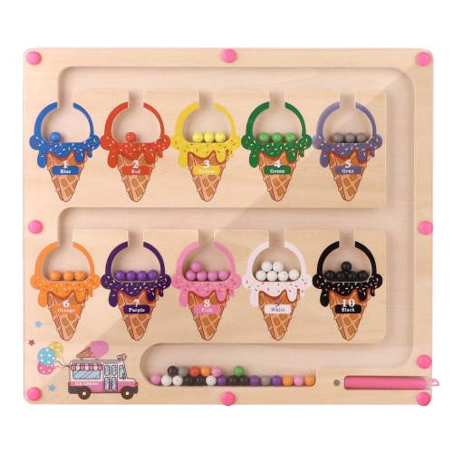 Magnetic Color and Number Maze,Montessori Toy for 2-5 Years Old Girls,Wooden Magnet Balls Puzzles,Toddler Busy Board Game,Preschool Learning Activities