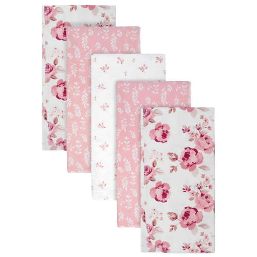 Modern Moments by Gerber Baby & Toddler Girl Flannel Blankets, 5-Pack, Pink Roses