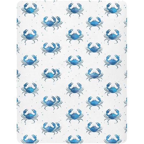 Funny Blue Crab Pattern Crib Sheet for Boys Girls Stretch Baby Toddler Crib Fitted Sheets Soft Fitted Baby Mattress Cover Bed Sheet for Unisex Newborn Crib Mattress M