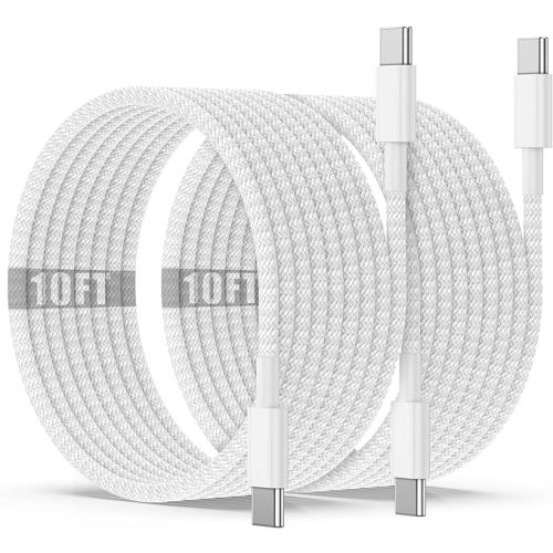 USB C to C Charging Cable 10ft, 60W Fast Type C to C Charger Cord Long for Apple iPhone 17 Pro Max/17 Air/16 Pro Max/15 Plus, MacBook Pro 2021/2020/2019,iPad 12.9/11 inch/Mini/Air 5/4,Samsung Galaxy