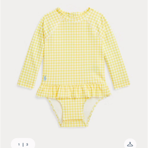 Gingham Ruffled One-Piece Rash Guard