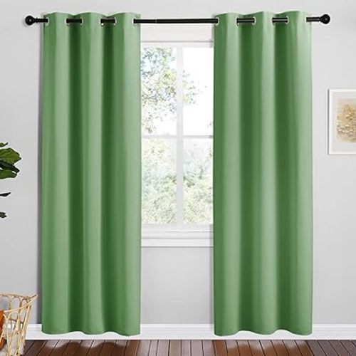 NICETOWN Froest Green Blackout Curtains 78 inches Length for Bedroom, 2 Panels, 42" Wide, Thermal Insulated Decoration Drapes for Office Window
