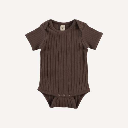 short sleeve lap neck bodysuit | chocolate chunk | organic cotton wide – kate quinn