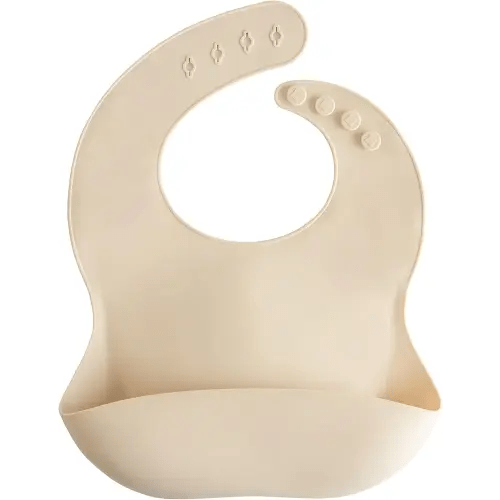 mushie Silicone Baby Bib | Adjustable Fit Waterproof Bibs (Shifting Sand)