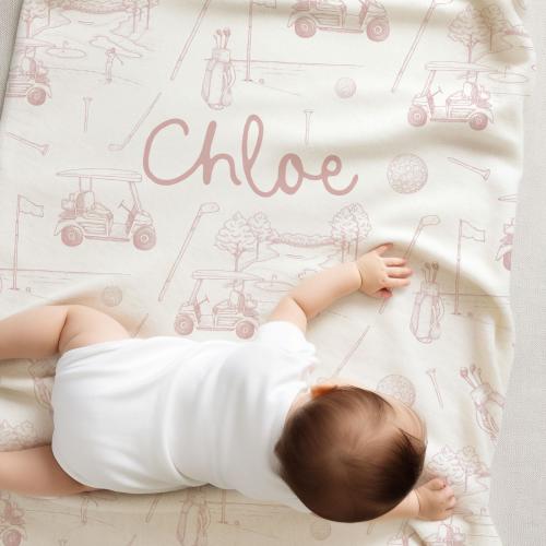 Custom Name Blanket Golf Nursery Crib Bedding Girl Golf Blanket Baby Gift Vintage Golf Baby Shower Gift Idea Grandmillenial Nursery Theme
