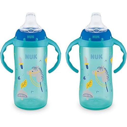 NUK Learner Cup, 10 oz, 2 Pack, 8+ Months﻿ – BPA Free, Spill Proof Sippy Cup