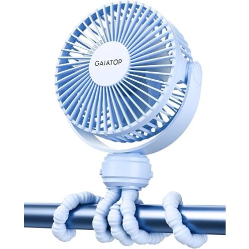 Gaiatop Mini Portable Stroller Fan, Small Clip on Fan 3 Speed Rechargeable