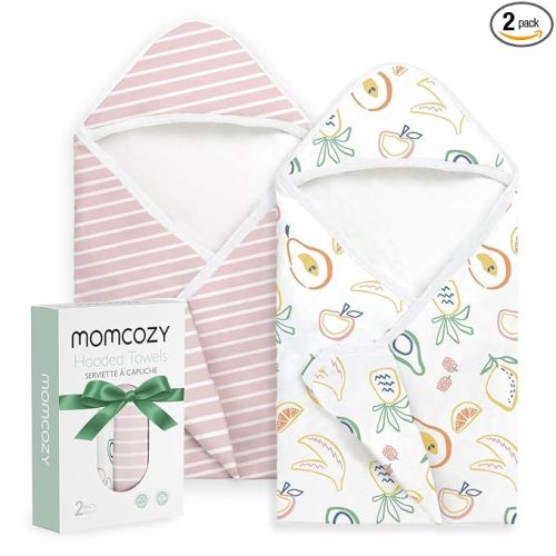 Momcozy Baby Towel with Hooded - Ultra Soft & Absorbent Large Bath Towel Set for Comfort & Gentle on Baby's Skin - Shower Gift & Bath Essential & Baby Registry Search for Newborn,Infant,Toddler,Kids