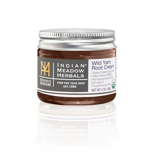 Indian Meadow Herbals Wild Yam Root Cream (2oz) - USDA Certified Organic Balancing Cream for PMS & Menopause Relief - Estrogen & Progesterone-Free. Woman-owned & Operated Since 1994.