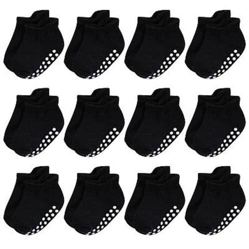 Hudson Baby Infant Boy Non-Skid No-Show Socks, Black
