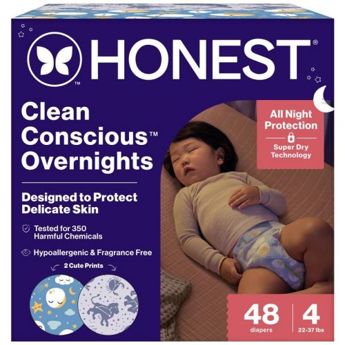 The Honest Company Clean Conscious Disposable Overnight Diapers Cozy Cloud + Star Signs - Select Size and Pattern