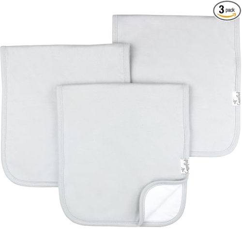 Copper Pearl Premium Baby Burp Cloths - 3-Pack Large Cotton Burp Cloths, Extra Soft Spit Up Rags with 3 Absorbent Layers, Perfect for Baby Boy and Baby Girl Gifts (21" x 10" Size, Grey Basics Set)