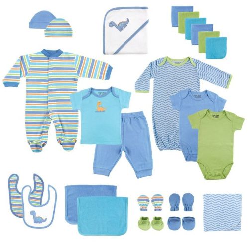 Luvable Friends Baby Boy Layette Gift Cube, Blue Dino, 0-6 Months