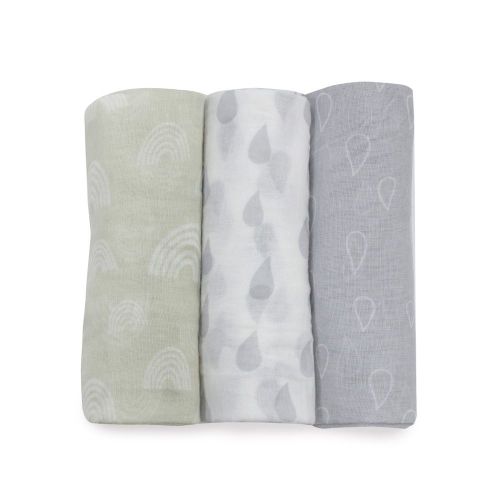 Bubba Blue Nordic Muslin Wrap 3 Pack Grey/Sand