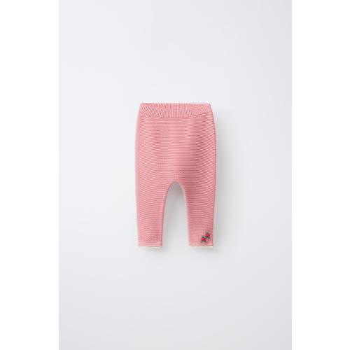 EMBROIDERED FLORAL LACE KNIT PANTS - Light pink | ZARA United States