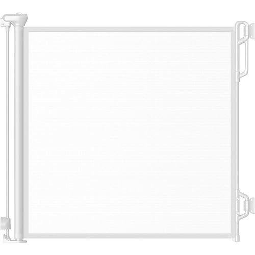 Retractable Safety Baby Gate or Mesh Dog Gate,Durable Portable Mesh Retractable Gate,Easy to Use for Stairs, Doorways, Hallways, Indoor, Outdoor, 33.5" Tall, Up to 45" Wide, White