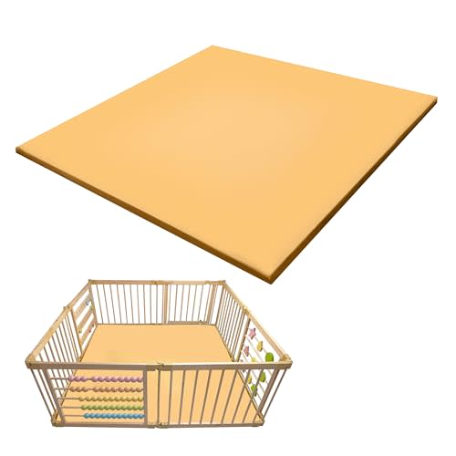 ZETY Baby Play Mat for 8-Panel Playpen – Padded Playpen Floor Mat, Wipeable PU Leather Cover, Soft Foam Core, Beige