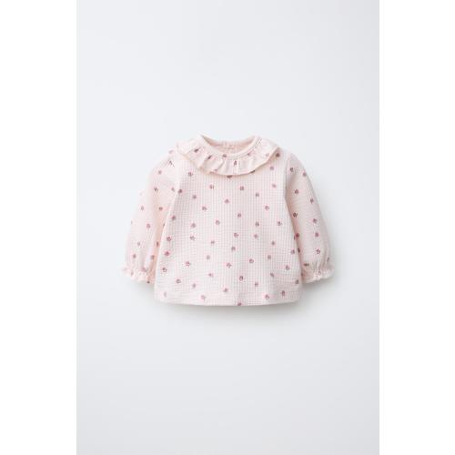 FLORAL PRINT TEXTURED T-SHIRT 0-1 M