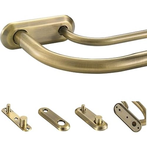 Double Curtain Rod for Windows 28 to 48 Inch,Adjustable Antique Bronze Wrap Around Curtain Rod with Aluminum Double-deck Finials and Brackets,1"Front and 5/8" Back Blackout Curtain Rod