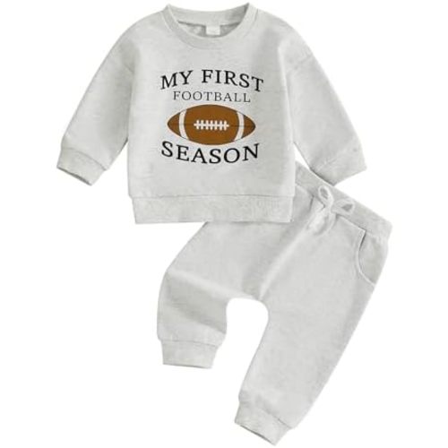 Toddler Baby Boy Football Outfit Baby Football Shirt Top with Pants Set Game Day Fall Winter Clothes