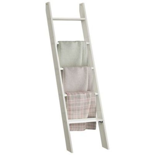 VASAGLE Blanket Ladder Decorative Farmhouse for The Living Room, 5-Tier Ladder Shelf, Ladder Rack for Storage and Decor, Rustic White