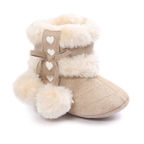 ESTAMICO Baby Girl Plush Winter Snow Bowknot Boots