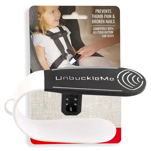 UnbuckleMe Car Seat Buckle Release Tool - Easy Opener Aid for Arthritis, Long Nails, Older Kids - Button pusher for infant, toddler, convertible 5 pt harness car seats - As Seen on Shark Tank (Black)