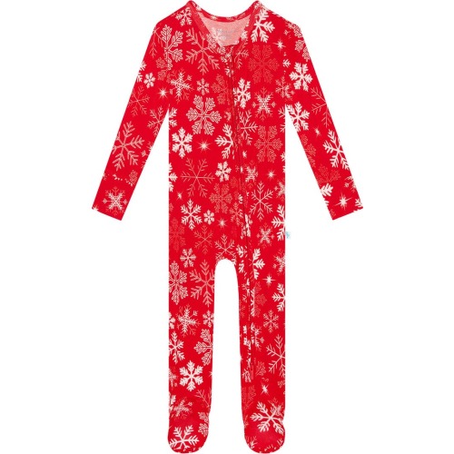 Baby Zima Snowflake Fitted One-Piece Footie Pajamas, 3-6M, Bright Red