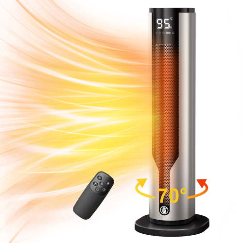 ATUPEN Space Heater, 1500W PTC Electric Heater with Thermostat, 70 Oscillation Timer for Indoor Bedroom