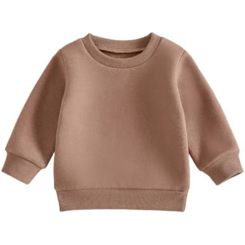 Mubineo Toddler Baby Boy Clothes Girl Basic Plain Sweatshirt Long Sleeve Shirts Kids Fall Winter Sweat Shirt Tops