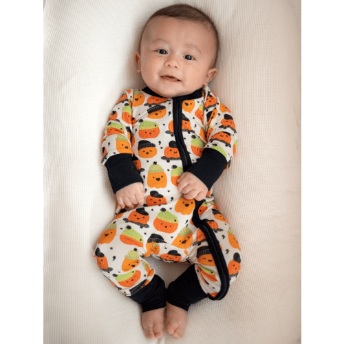 2-Way Convertible Zip Romper, Pumpkin Buds – SpearmintLOVE