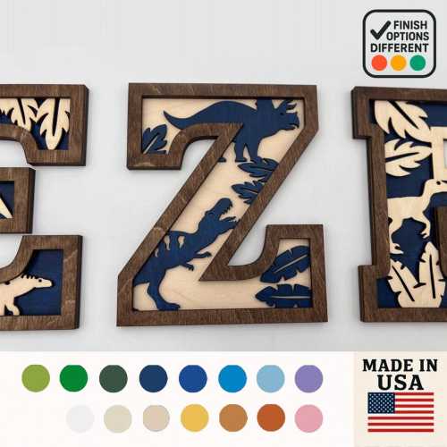 Custom Dinosaur Name Sign – Wooden Letters for Boys or Girls, Perfect for Nursery Room Art, Baby Name Reveal, and Toddler Gift