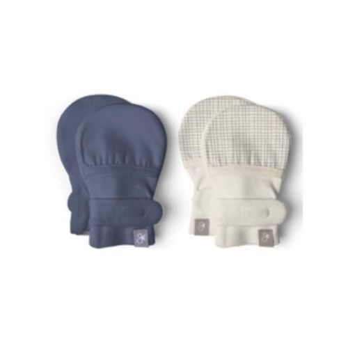 Goumi Stay On 2-Pack Mitts - Indigo + Gridlock 3-6M