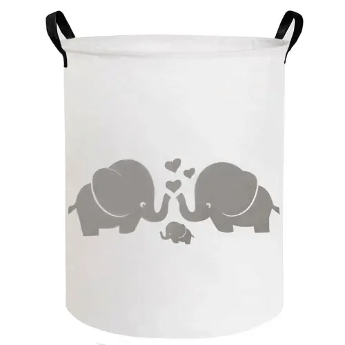ESSME Baby Laundry Basket,Elephant Hamper,Baby Hamper For Nursery for Kids, Elephant Nursery Decor,Gift Baskets,Home Organizer (Love Elephant)